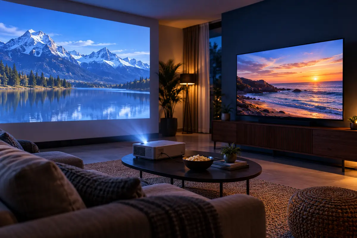 Editorial photograph for Projector or Large-Screen TV: Which Works Better at Home?